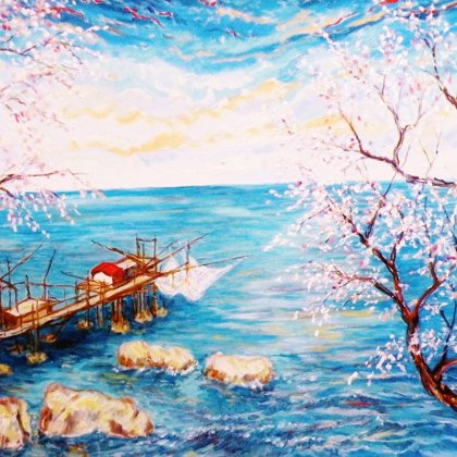 FIORITURA IN RIVA AL MARE - 2016 - Olio su tela 120 x 70