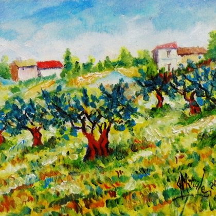 ULIVETO IN COLLINA - Olio su tela 40 x 30