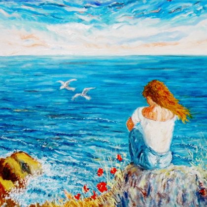 GUARDANDO IL MARE - 2015 - Olio su tela 80 x 70
