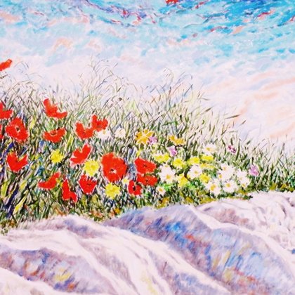 FIORITURA TRA LE PIETRE - 2015 - Olio su tela 120 x 70 
